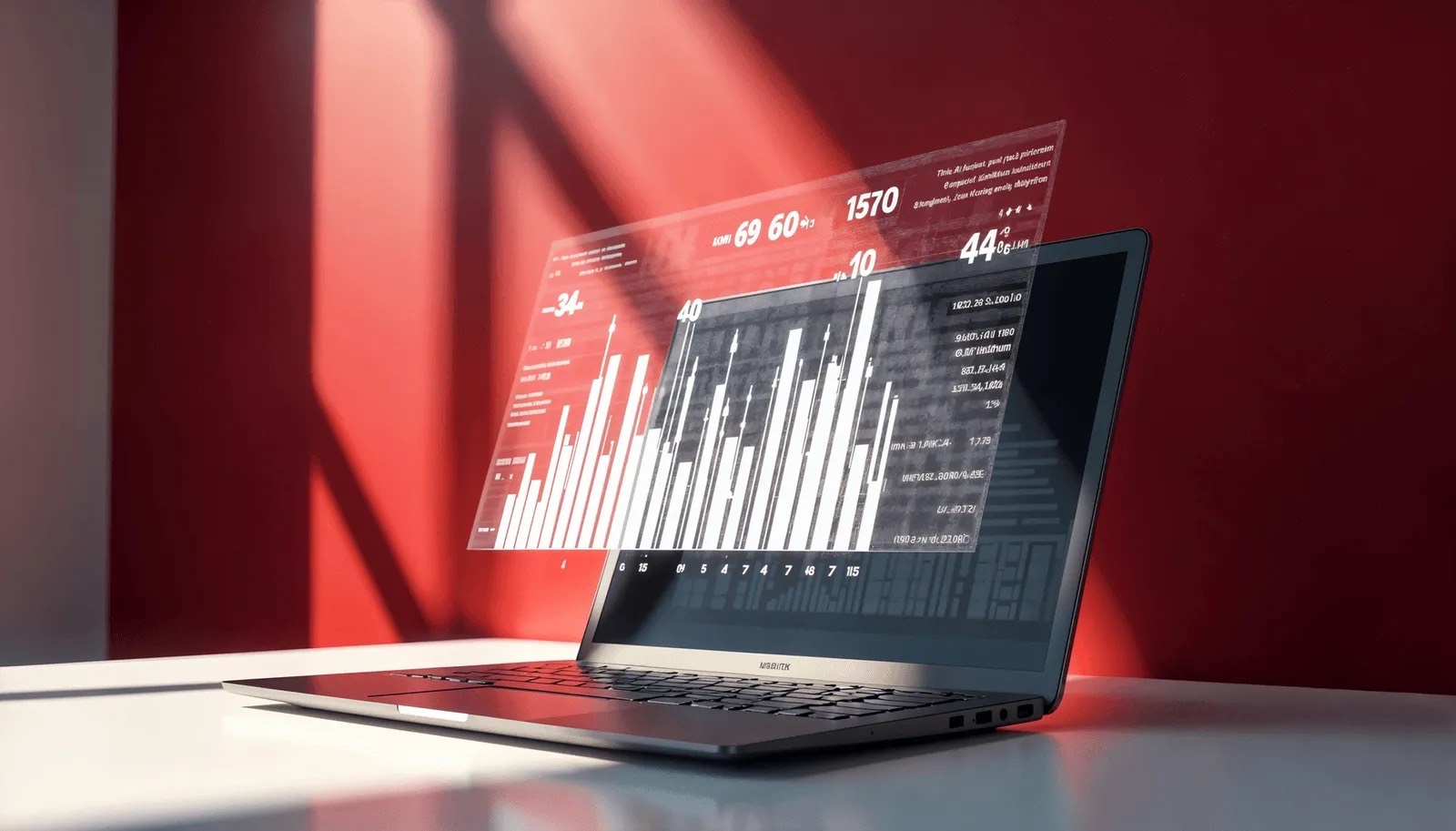 Notebook exibindo gráficos de desempenho